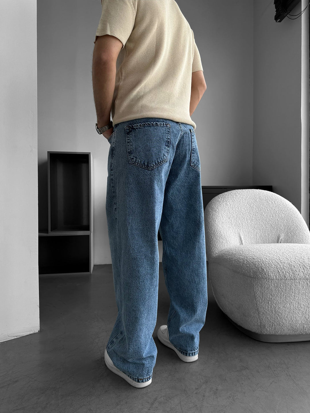 Front Line Baggy Jeans - Tvättad Blå
