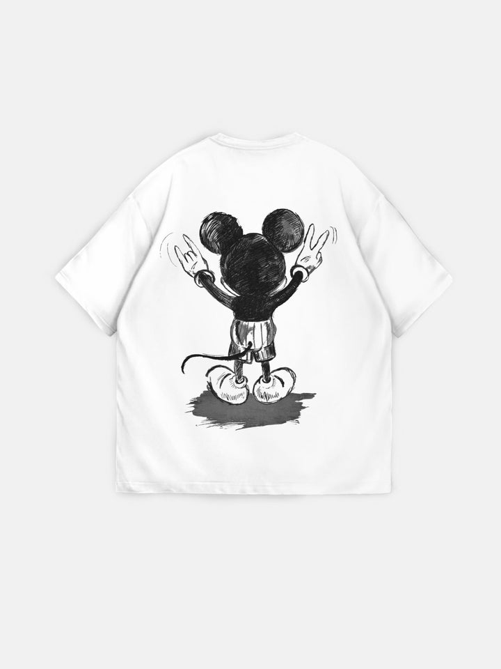 Oversize Mus-T-shirt - Vit och Svart