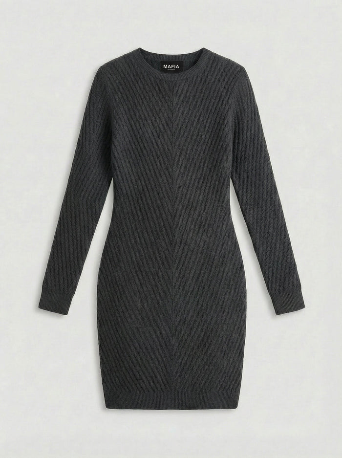 Fitted Midi Knit Dress - Antracit