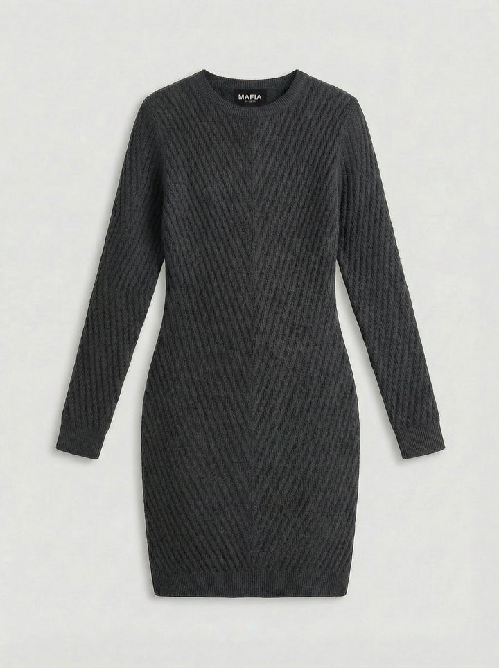 Fitted Midi Knit Dress - Antracit