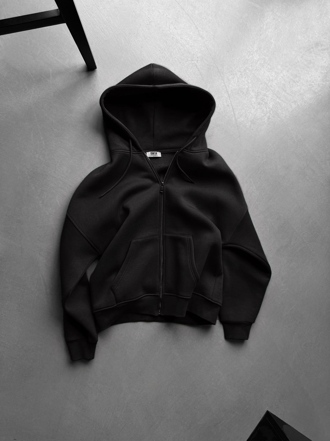 Oversize Basic Zip-Hoodie - Svart