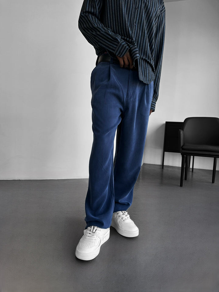 Baggy Tencel Byxor - Marinblå