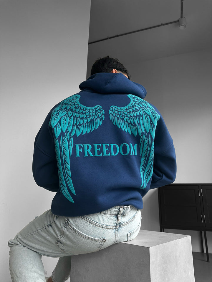 Oversize Freedom Hoodie - Navy Peony