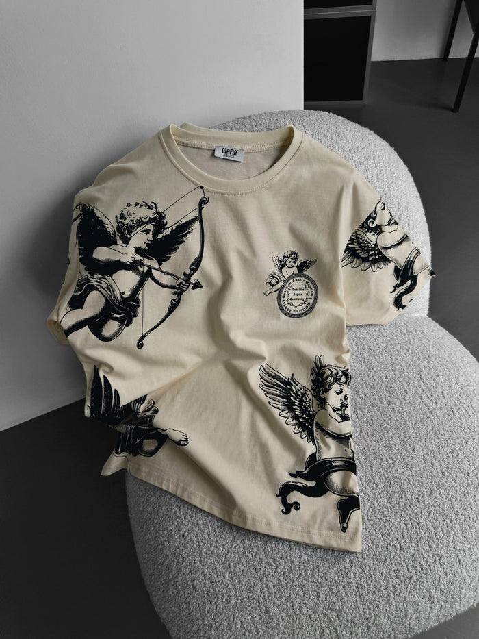 Oversize Guardian Angels T-Shirt - Antik Vit
