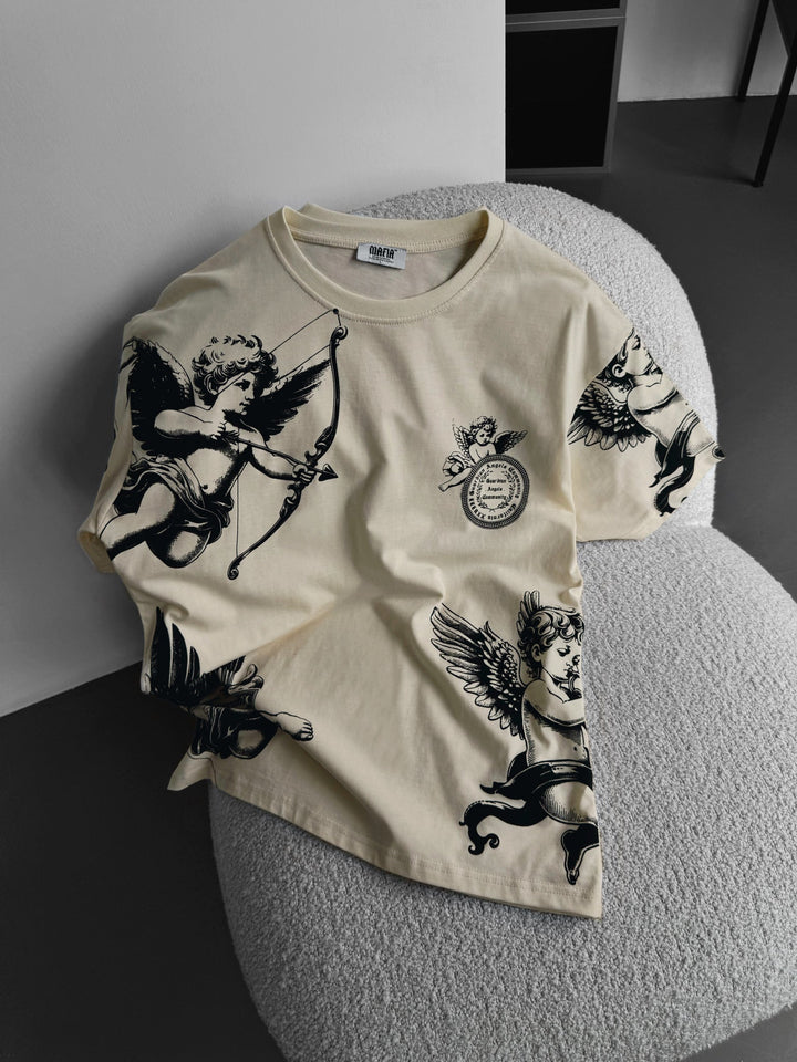 Oversize Guardian Angels T-Shirt - Antik Vit