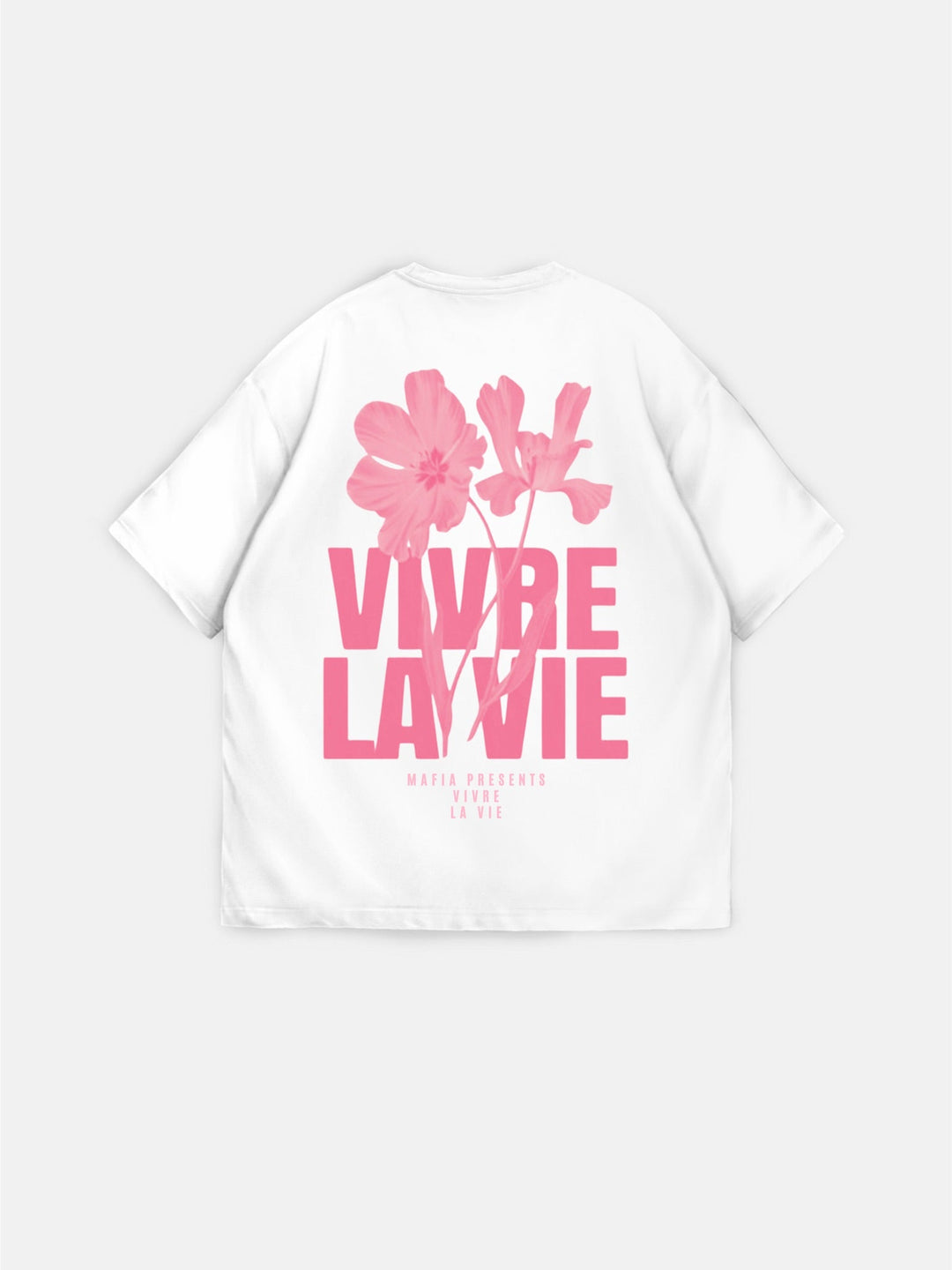 Oversize Vivre la Vie T-shirt - Ecru och Puder
