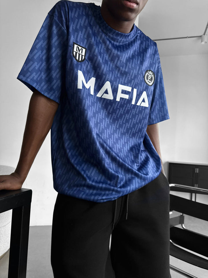 Oversize Mafia Trikot T-Shirt - Blå