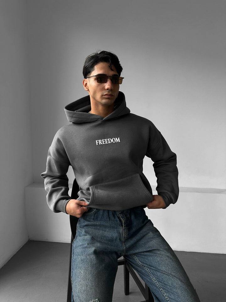 Oversize Freedom Hoodie - Antracit