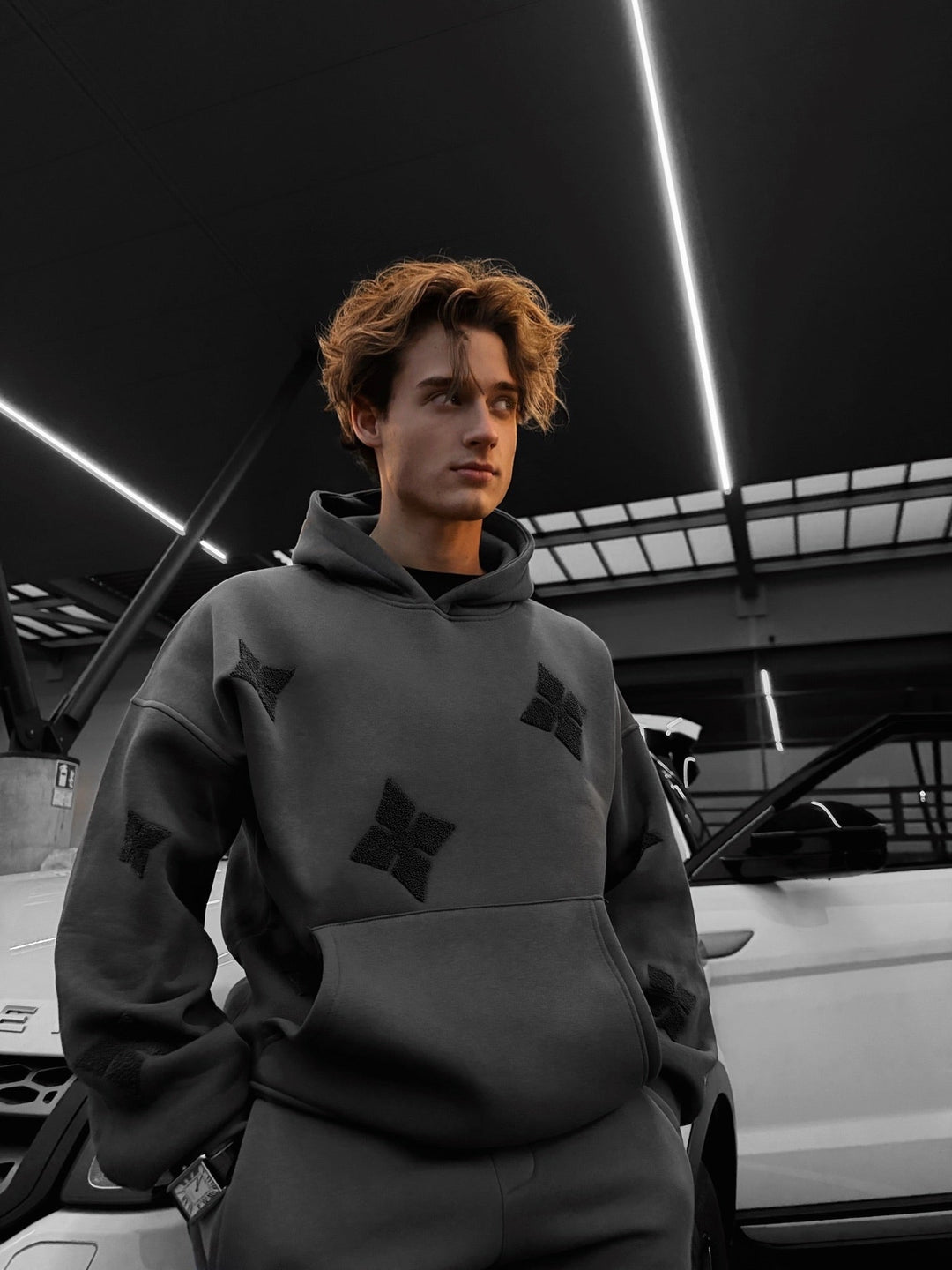 Överdimensionerad Detaljerad Hoodie - Antracit