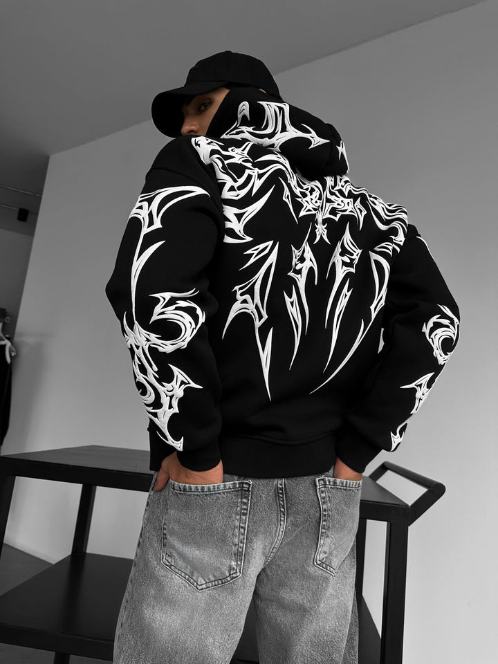 Oversize Mafia Tribal Hoodie - Svart