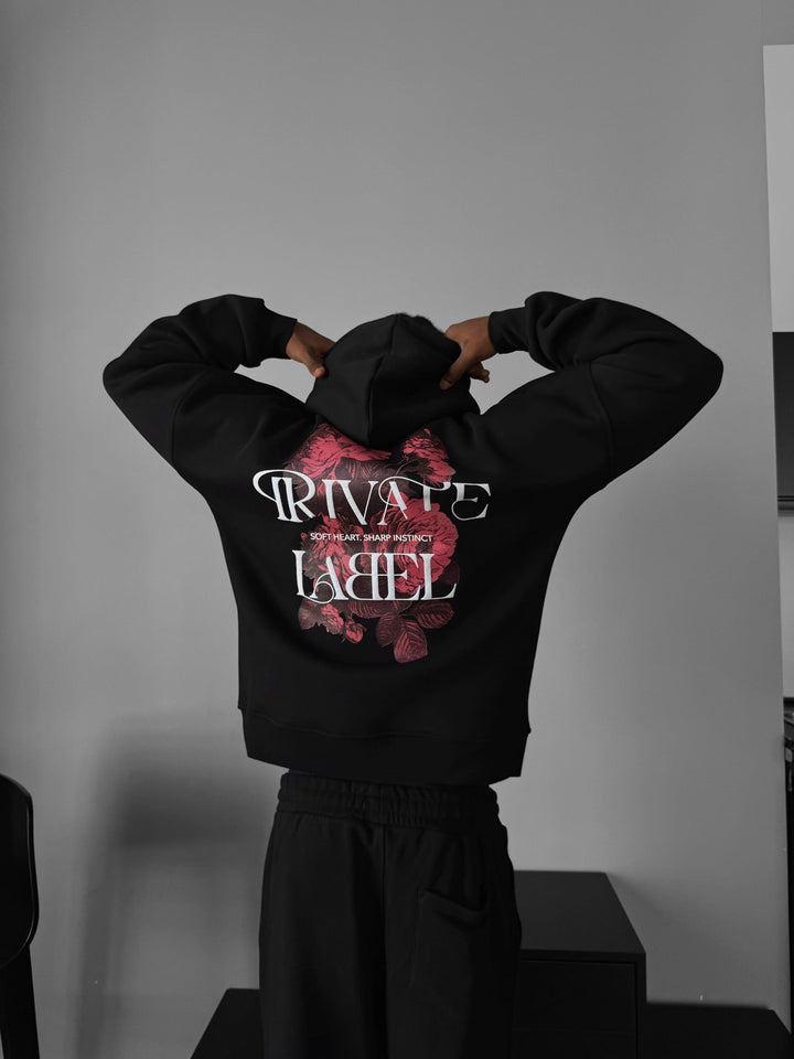 Överdimensionerad Privat Etikett Hoodie - Svart