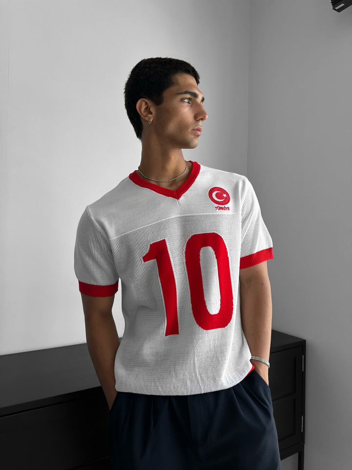 Oversize Türkiye Stickad T-shirt - Vit