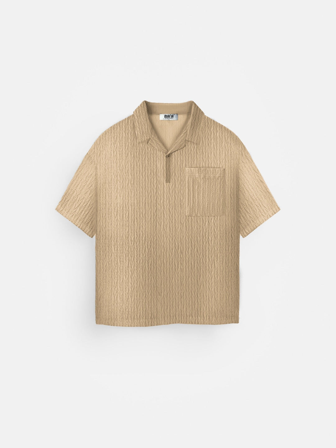 Överdimensionerad Strukturerad Polo T-Shirt - Almond Buff