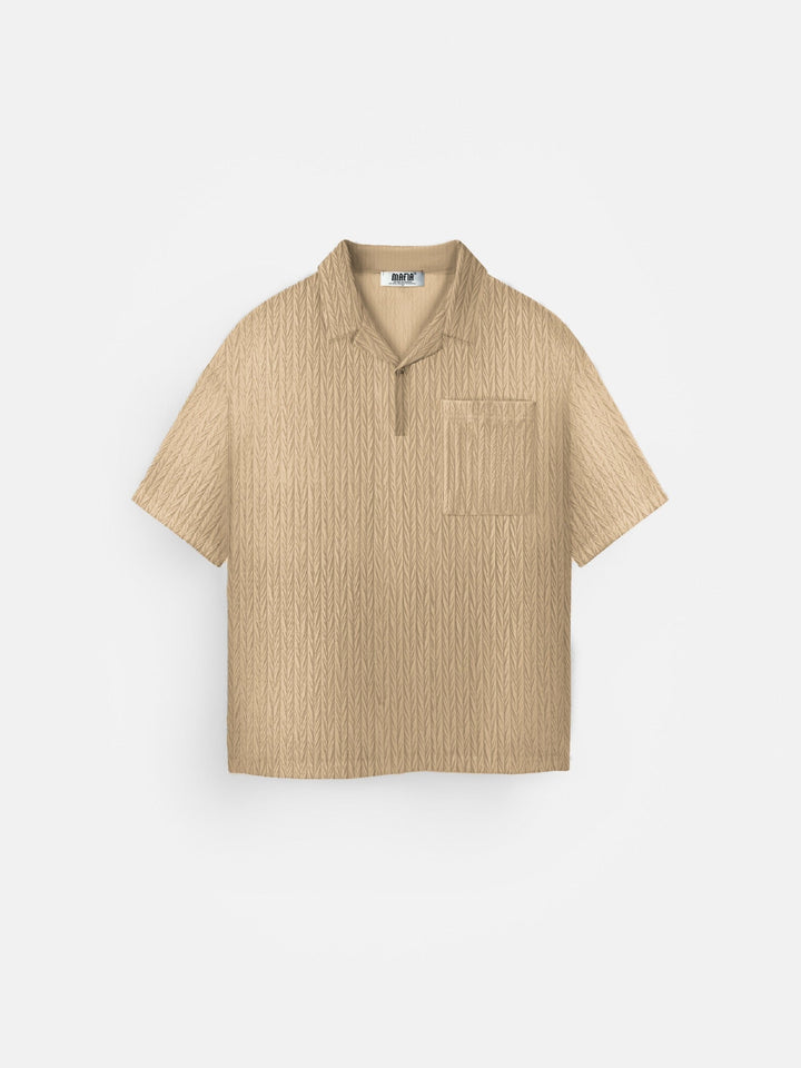 Överdimensionerad Strukturerad Polo T-Shirt - Almond Buff