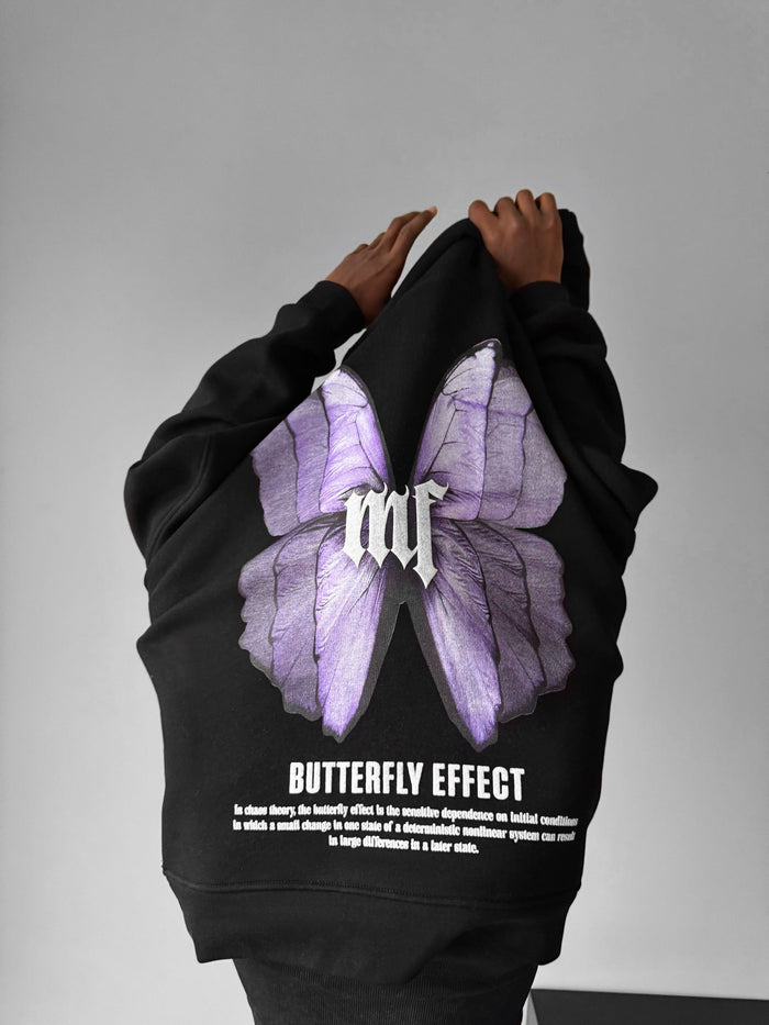Oversized Butterfly Effect Hoodie - Svart
