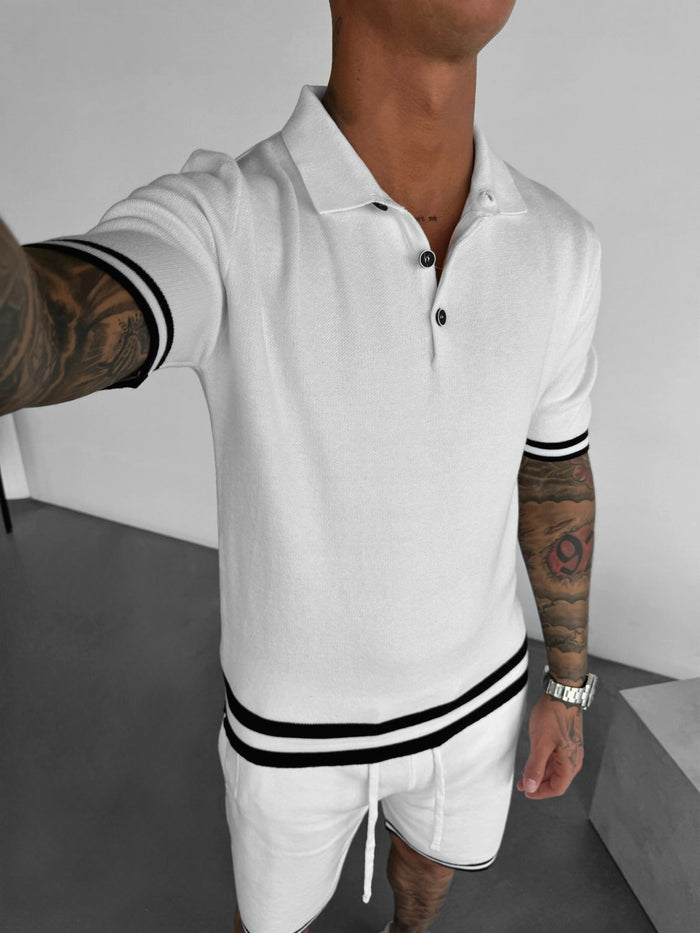 Regular Fit Stickad T-shirt - Ecru