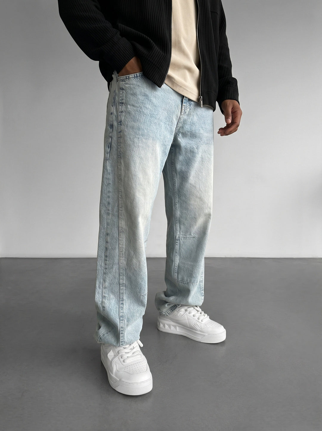 Relax Fit Line Jeans - Ljusblå