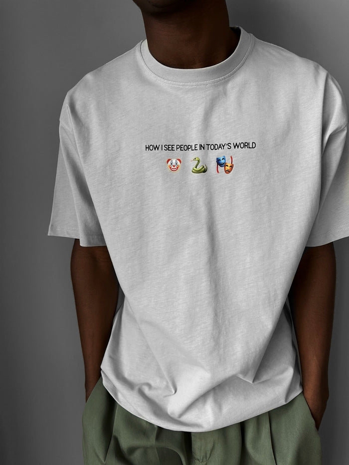 Oversize "Dagens Värld" T-shirt - Grå