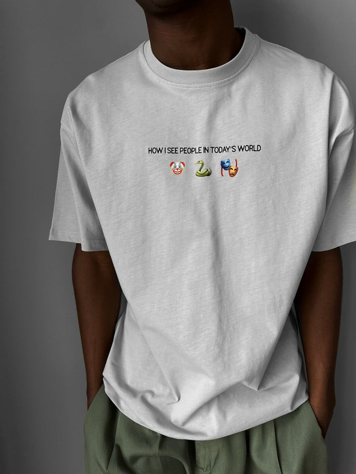Oversize "Dagens Värld" T-shirt - Grå