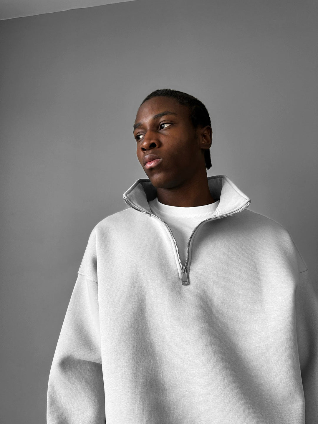 Oversize Halvdraget Polo Sweatshirt - Grå