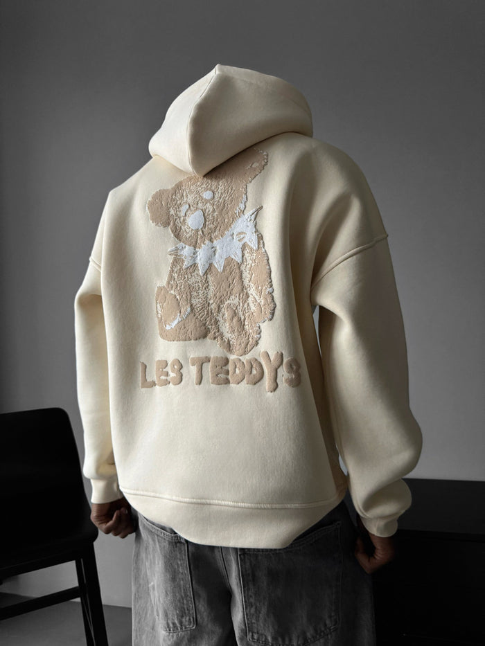 Oversize 'Les Teddys' Hoodie - Antik Vit