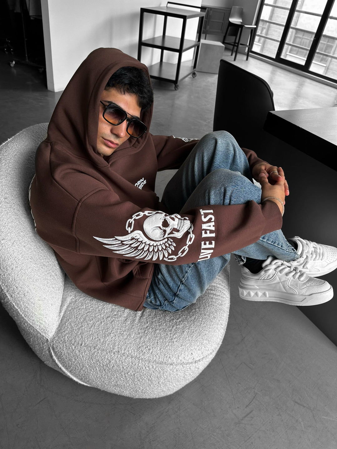 Oversize Ride to Survive Hoodie - Brun