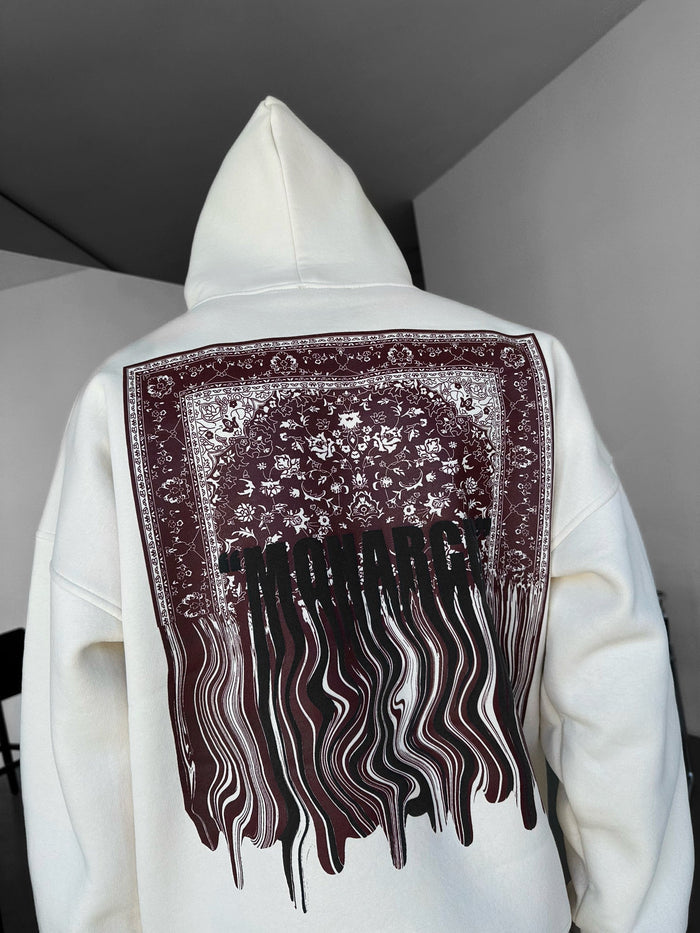 Oversize Monarch Hoodie - Beige och Bordeaux
