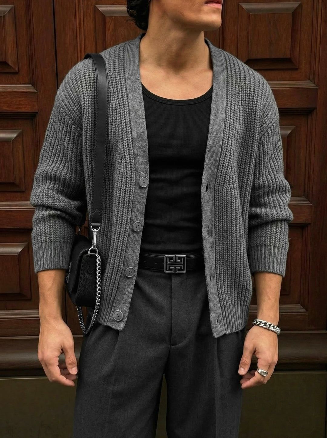 Oversize Crop Cardigan - Grå