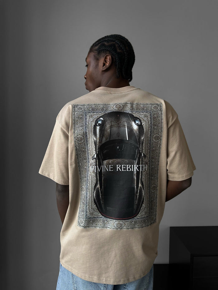 Oversize 'Divine Rebirth' T-Shirt - Beige