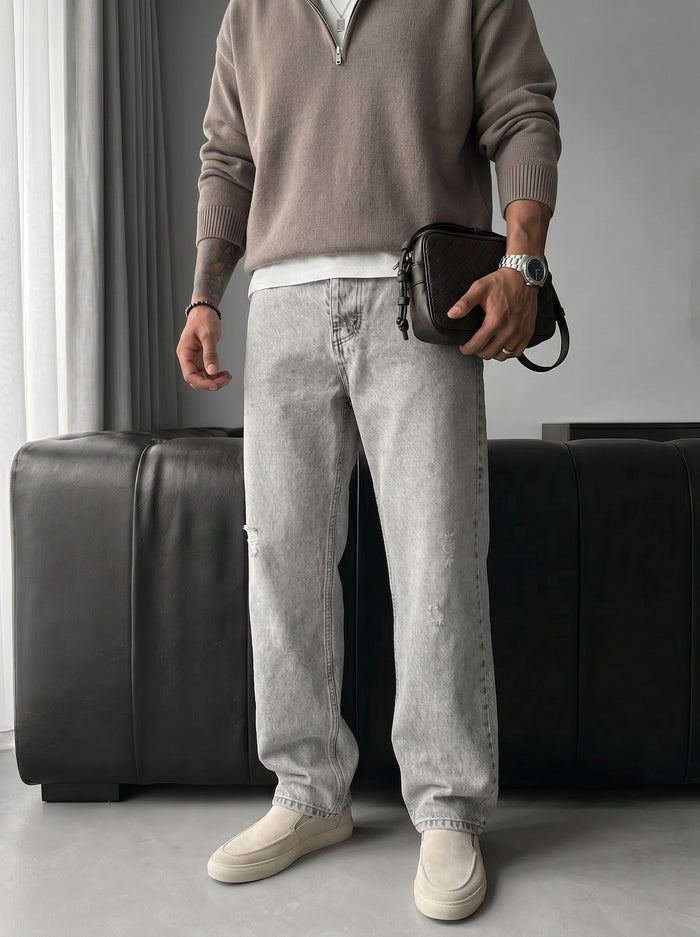 Baggy Torn Jeans - Grå