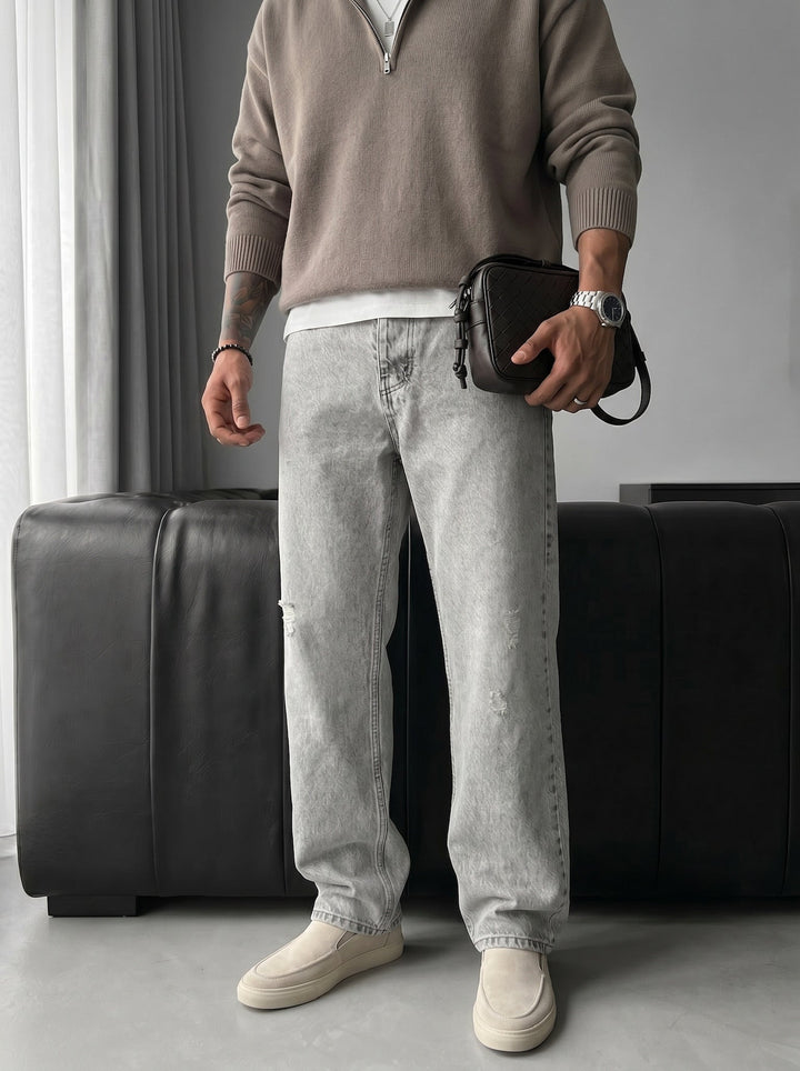 Baggy Torn Jeans - Grå