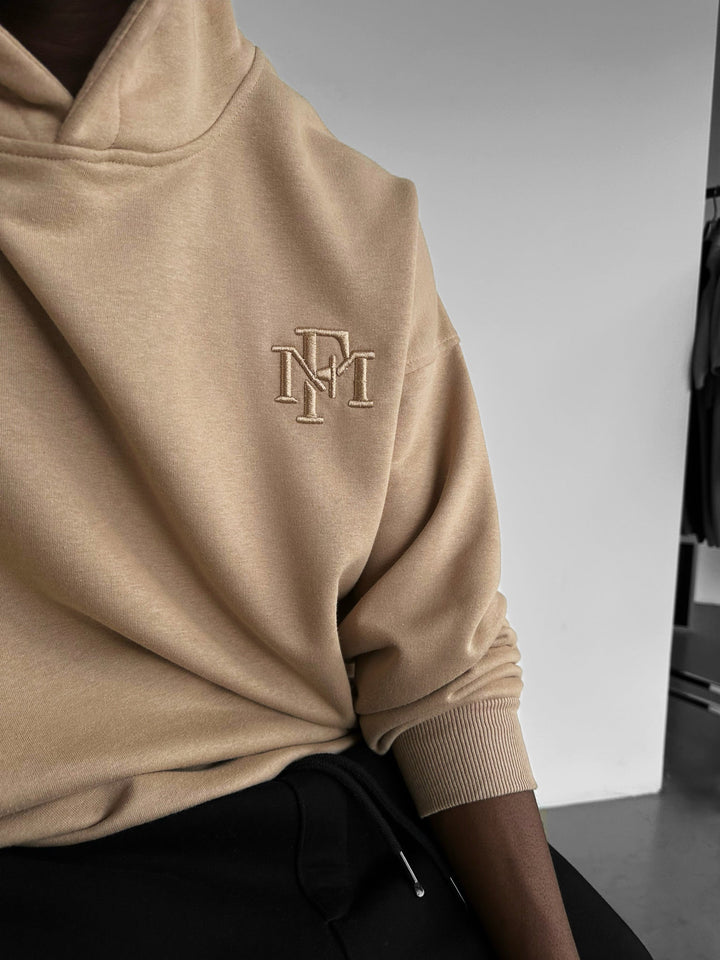 Loose Fit ‘MF’ Hoodie - Beige