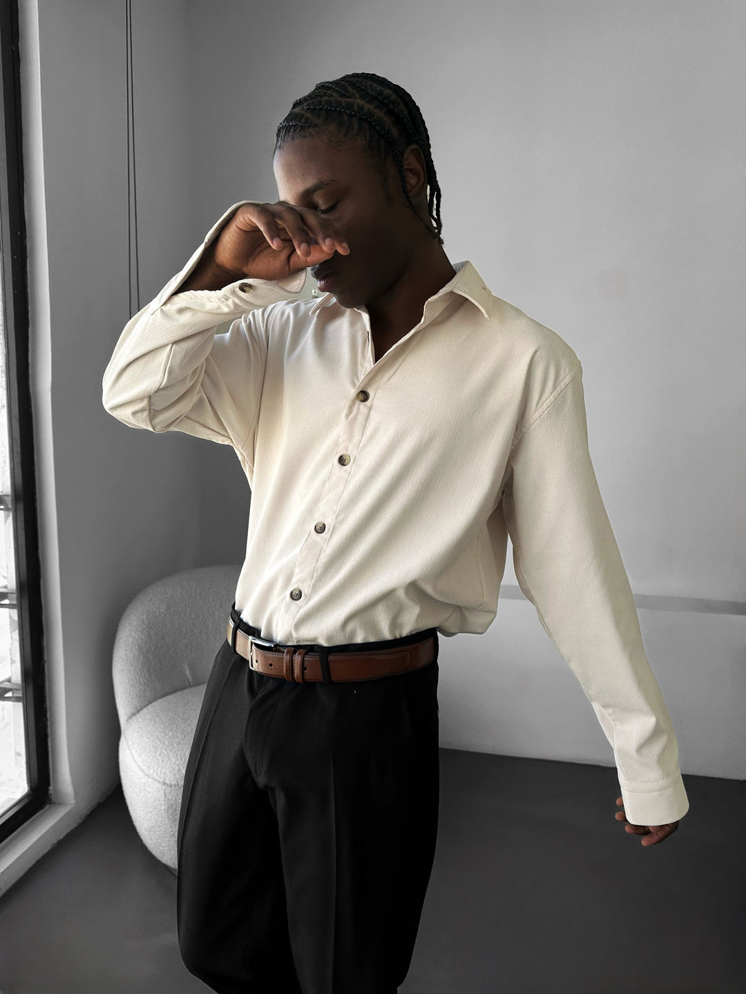 Oversize Sammetsskjorta - Beige