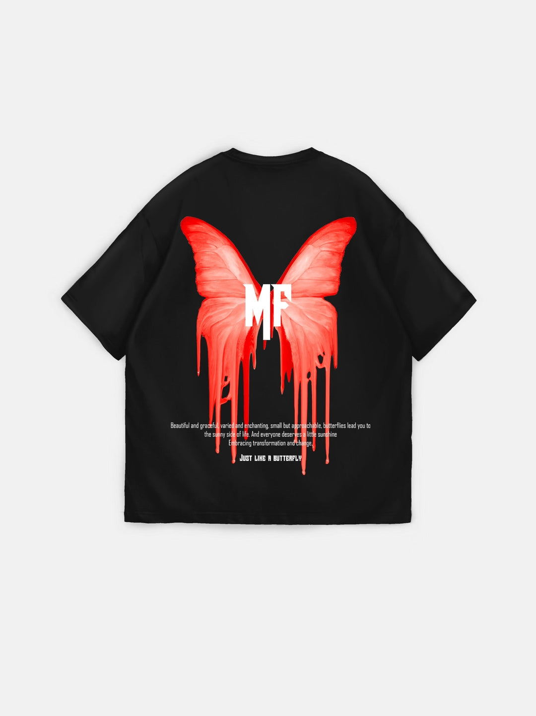 Oversize Som en Fjäril T-Shirt - Svart