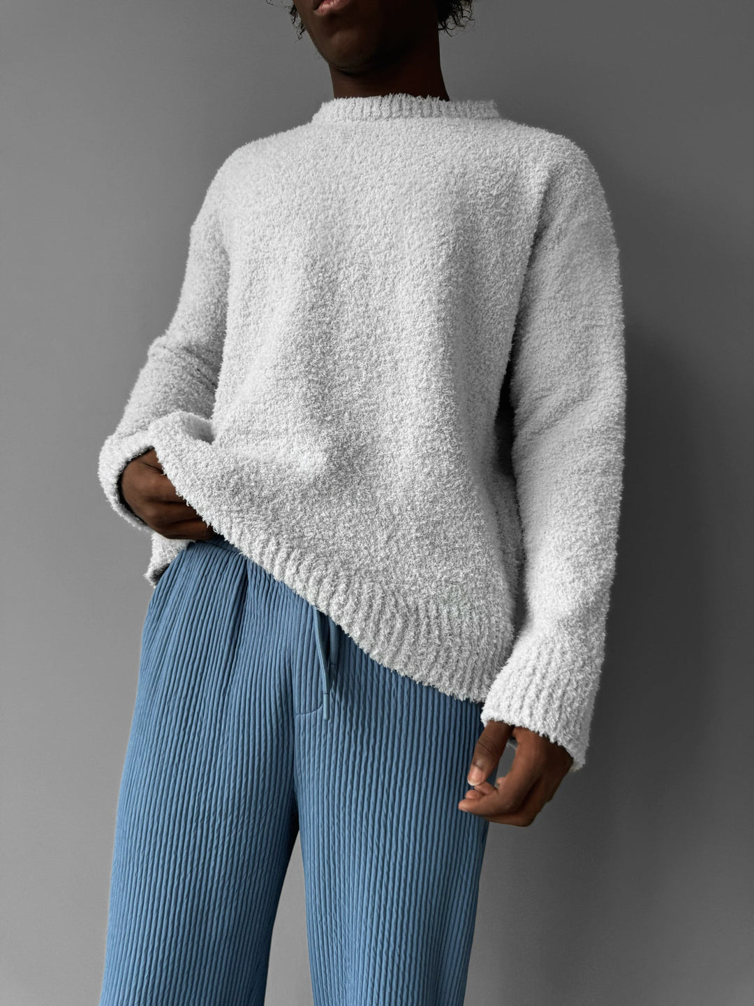Oversize Plush Pullover - Grå