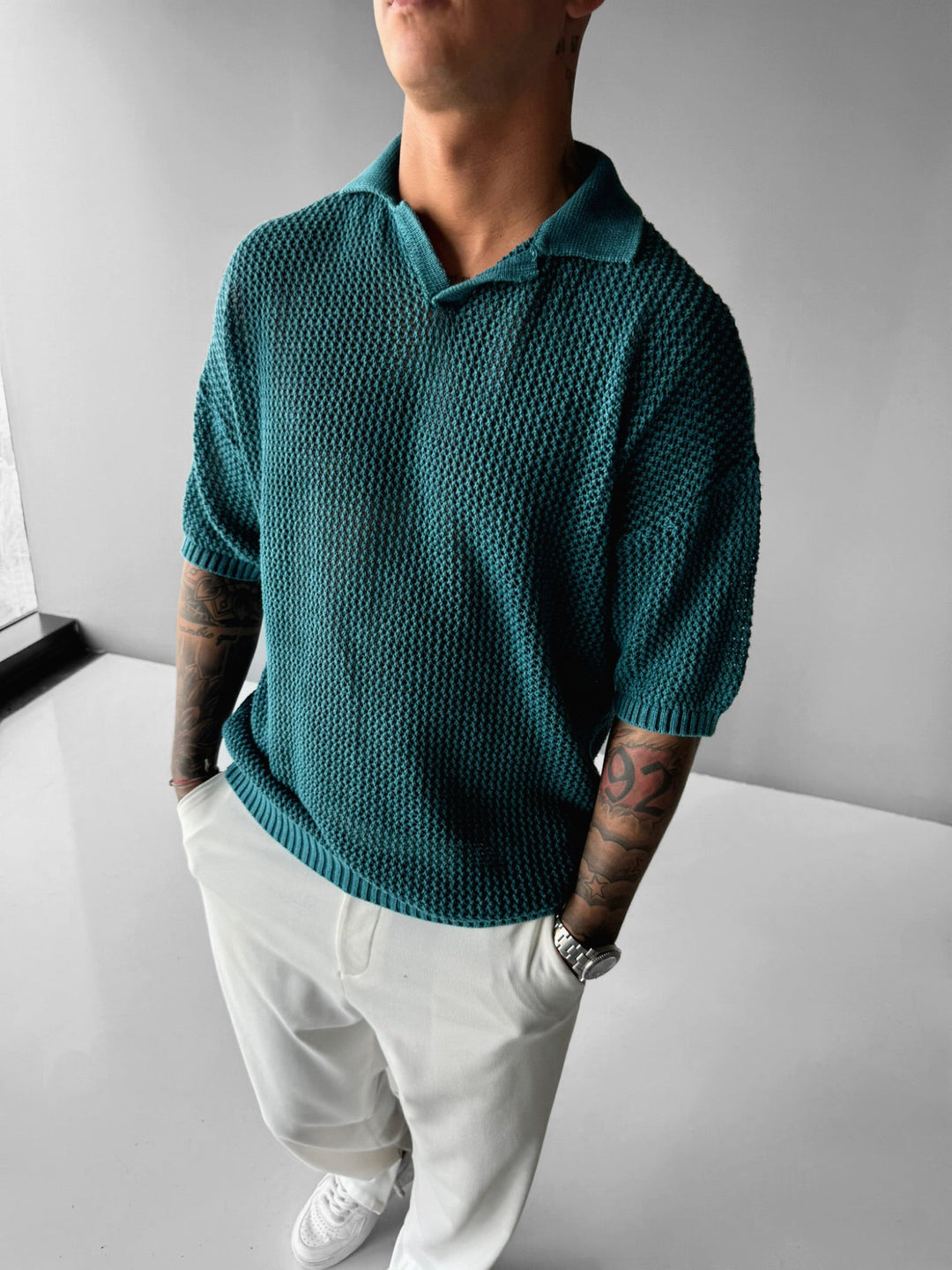 Regular Fit Knit Grid T-shirt - Djup Lagun