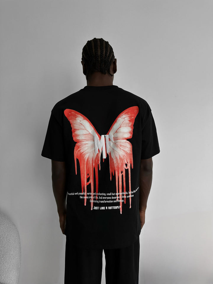 Oversize Som en Fjäril T-Shirt - Svart