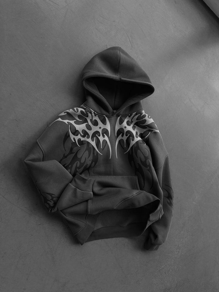 Oversize Tribal Hoodie - Antracit