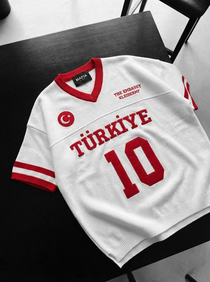 Oversize Türkiye Stickad T-shirt - Vit