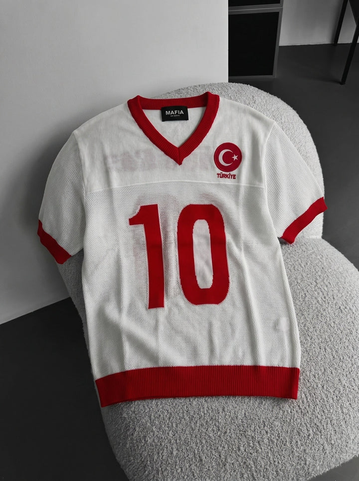 Oversize Türkiye Stickad T-shirt - Vit