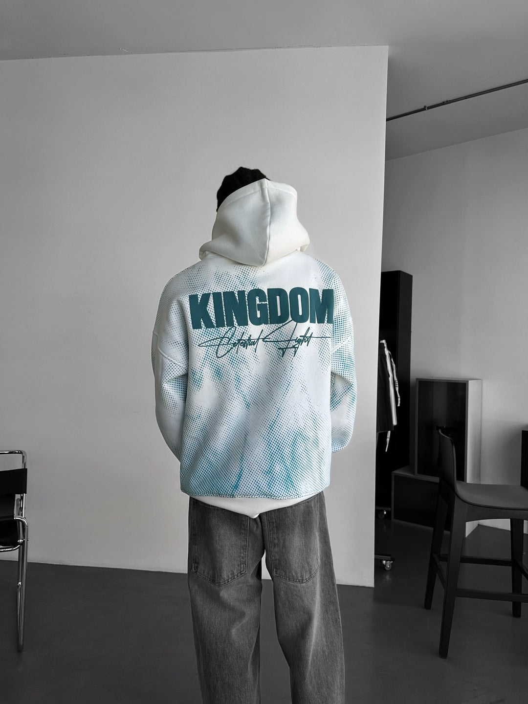 Oversize Kingdom Hoodie - Ecru och Turkos