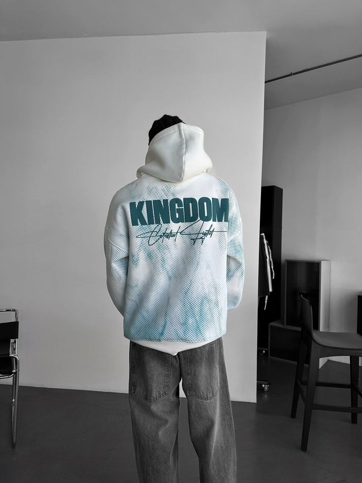 Oversize Kingdom Hoodie - Ecru och Turkos