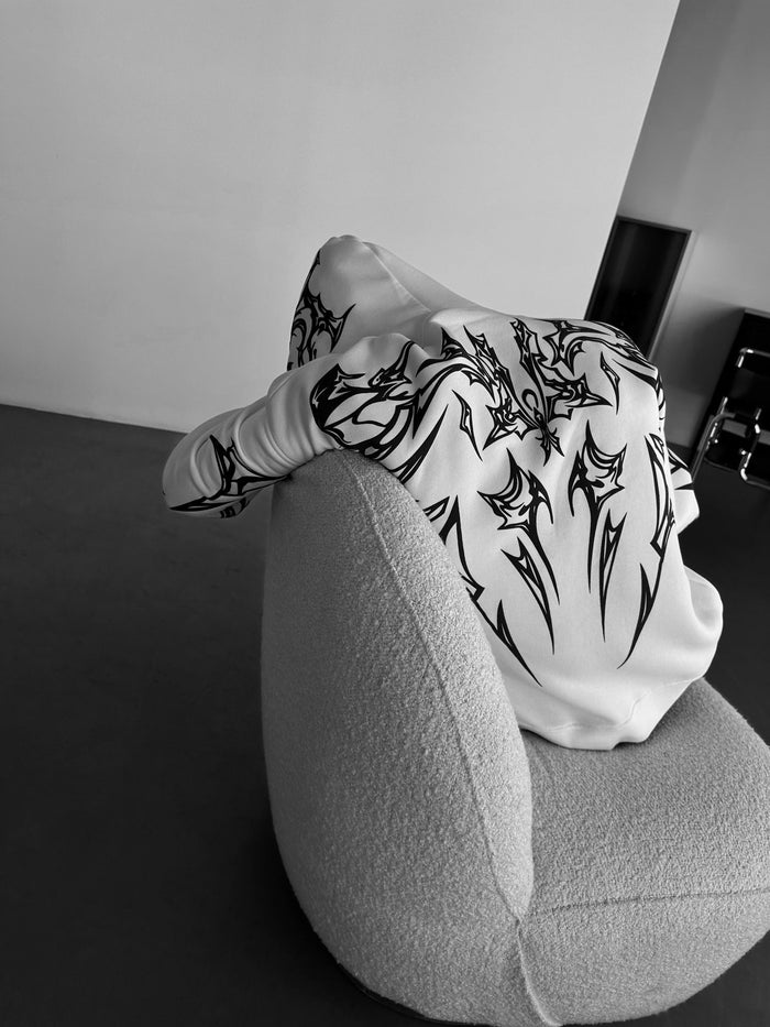 Oversize Mafia Tribal Hoodie - Vit