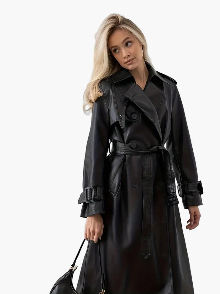 Dam Trenchcoat med Bälte Lång Stil för Höst och Vår