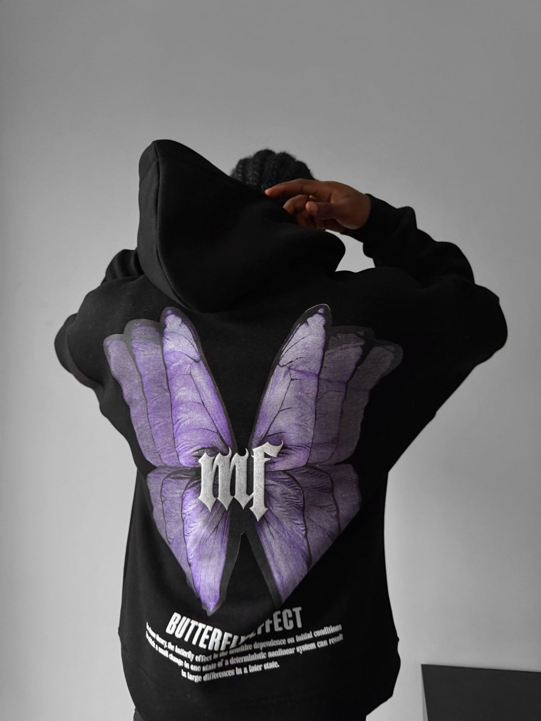 Oversized Butterfly Effect Hoodie - Svart