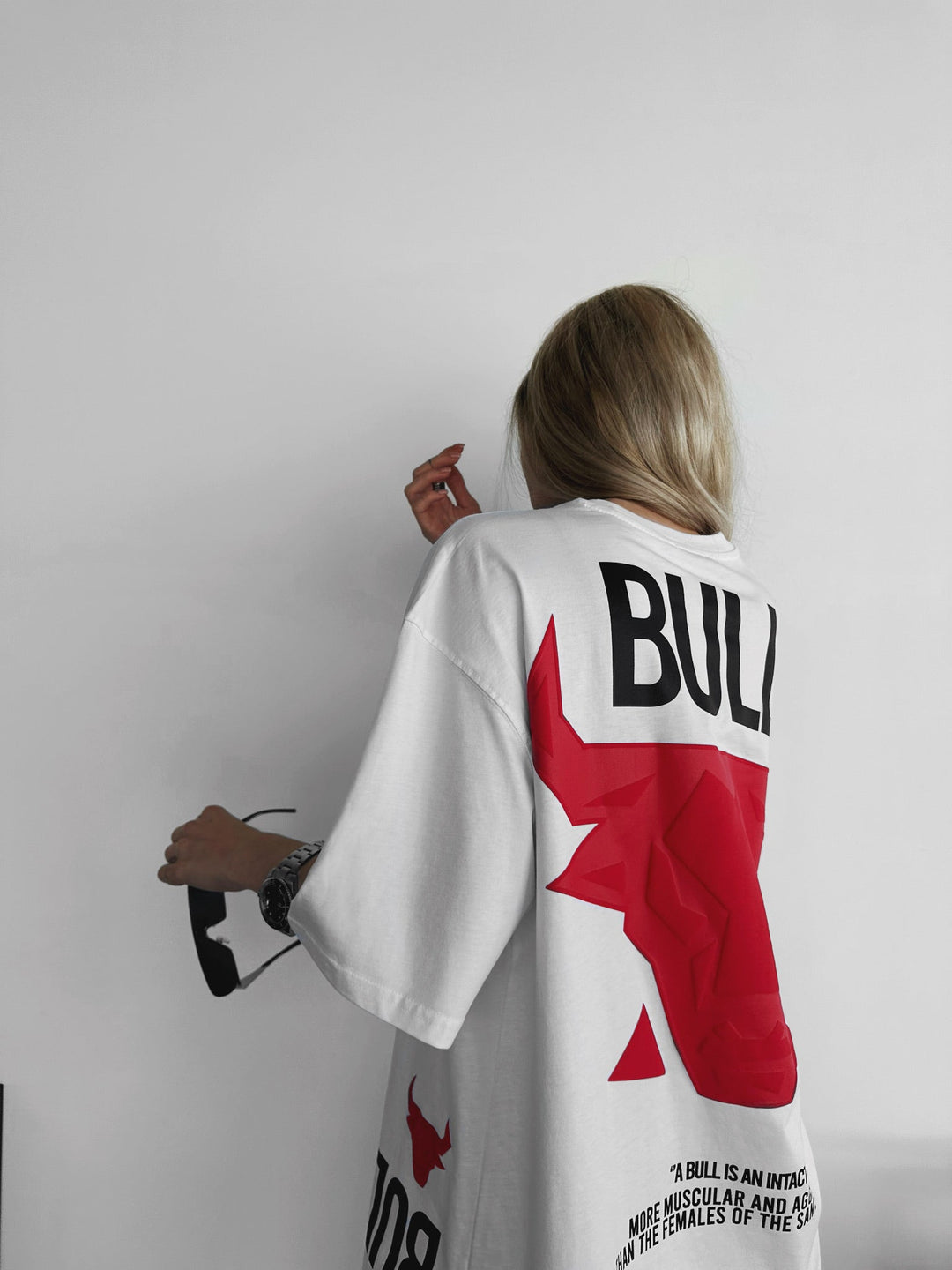 Oversize Bull T-shirt - Vit och Röd