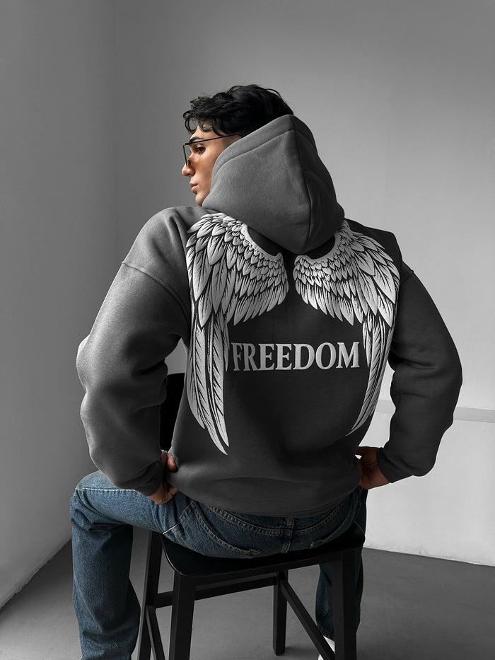 Oversize Freedom Hoodie - Antracit