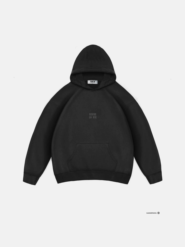 Oversize Vivre La Vie Hoodie - Svart och Grå