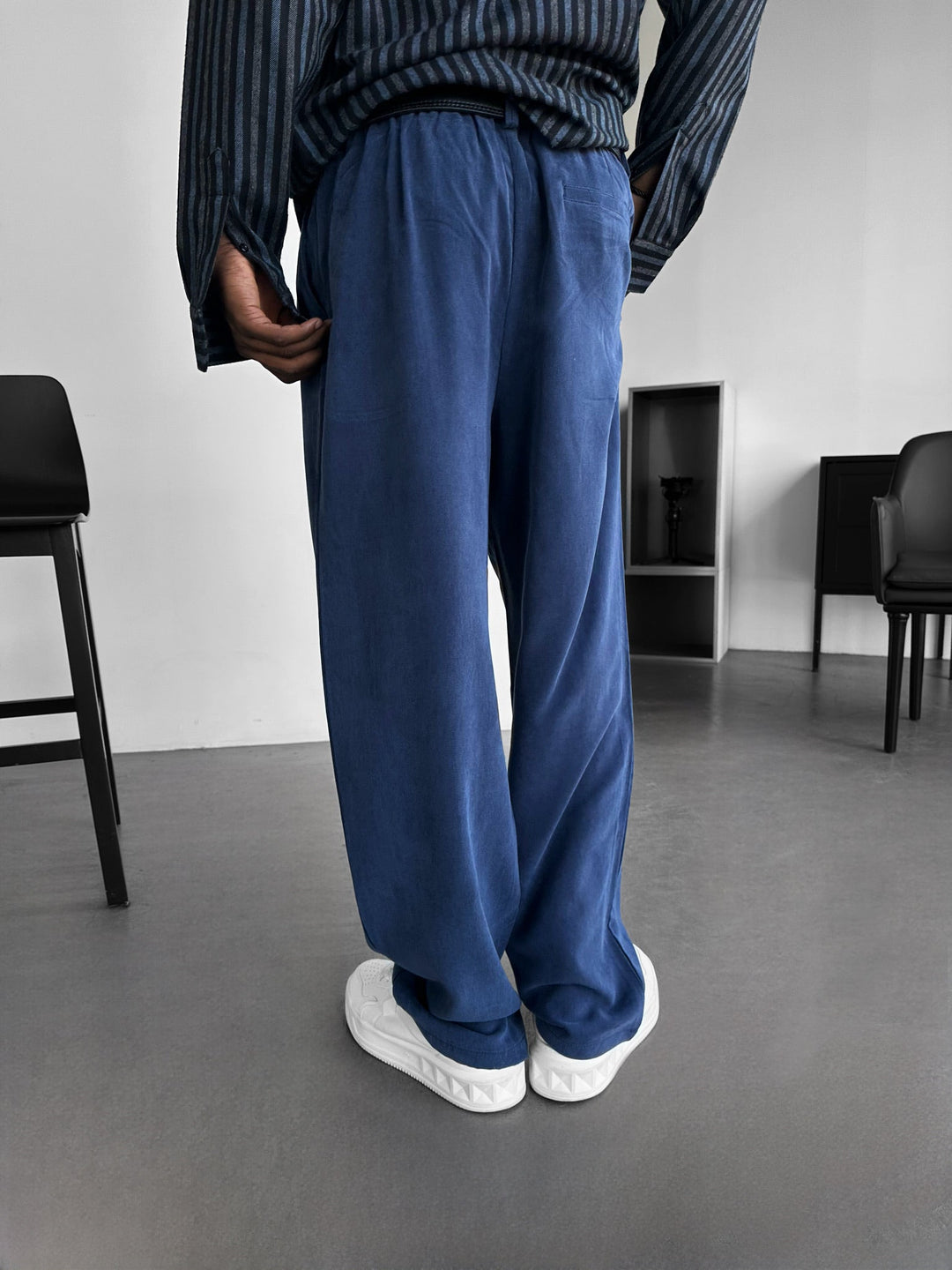 Baggy Tencel Byxor - Marinblå