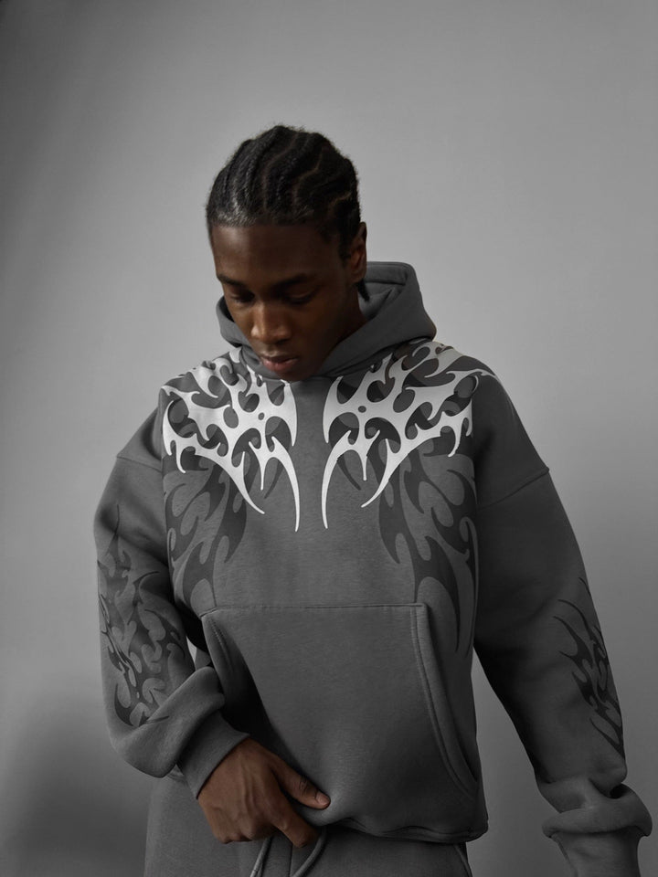 Oversize Tribal Hoodie - Antracit